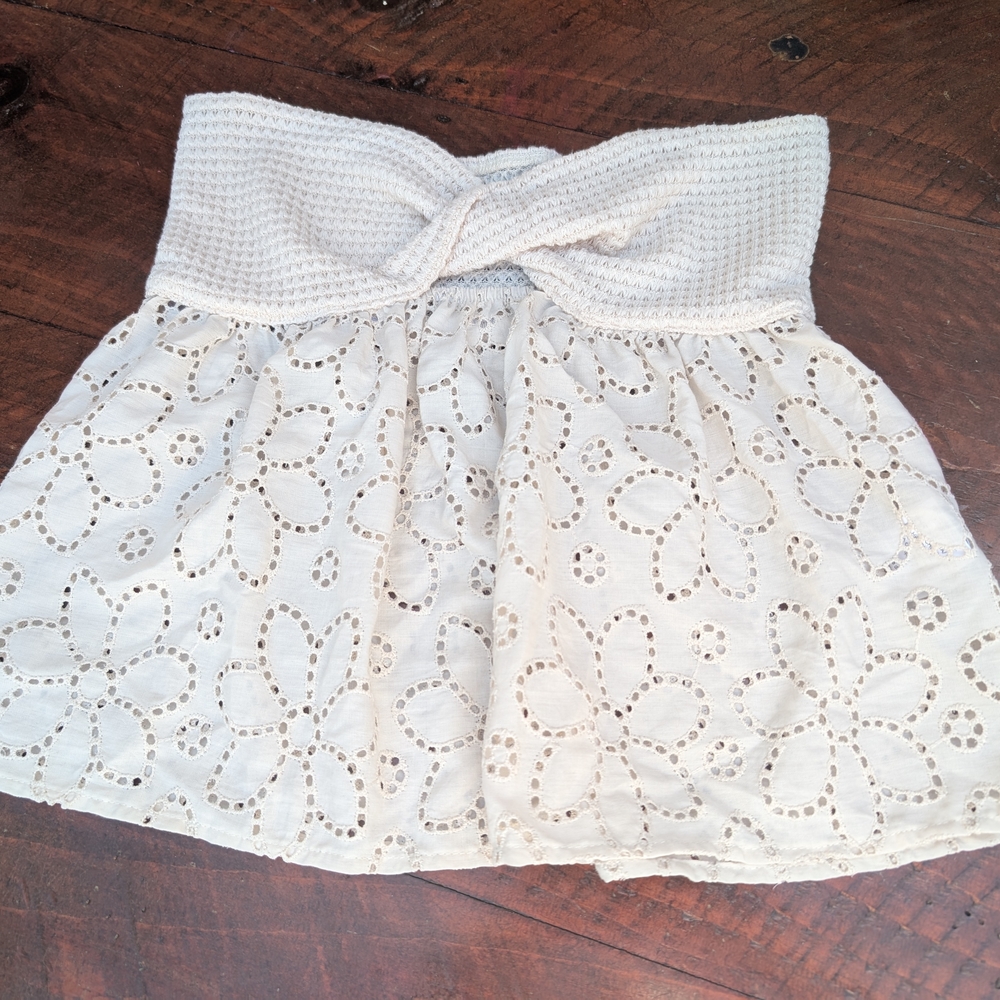 SHEIN White Smocked Tie Front Mini Skirt